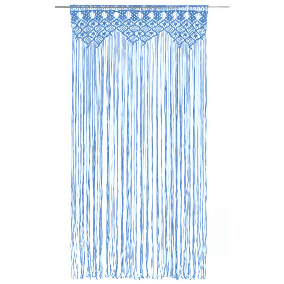 Cortina de macramé algodón azul 140x240