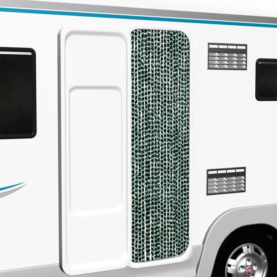 Cortina mosquitera de chenilla verde y blanca 56x185