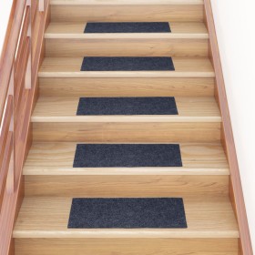 Alfombrilla autoadhesiva escalera 15 uds gris azul 60x25