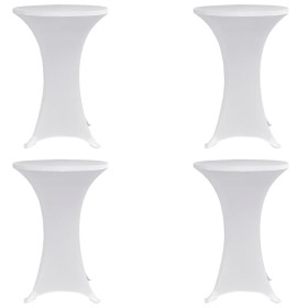Mantel elástico para mesa alta 4 unidades blanco Ø70