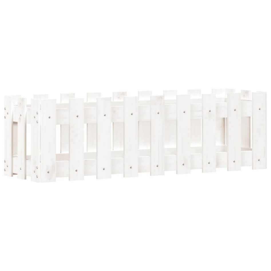 Arriate elevado jardín con valla madera pino blanco