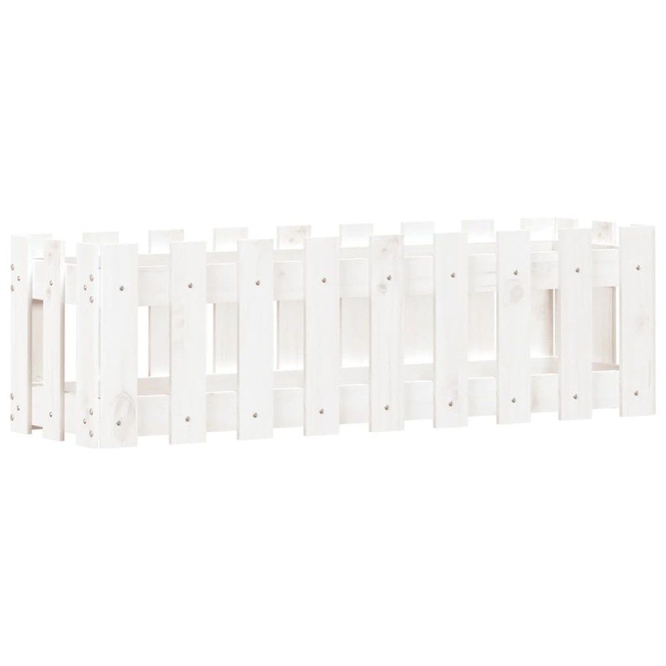 Arriate elevado jardín con valla madera pino blanco