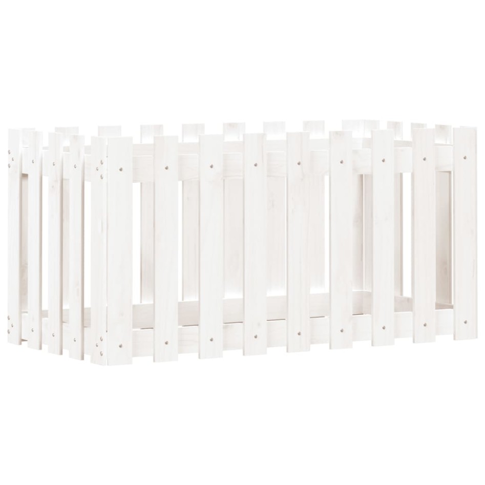 Arriate elevado jardín con valla madera pino blanco