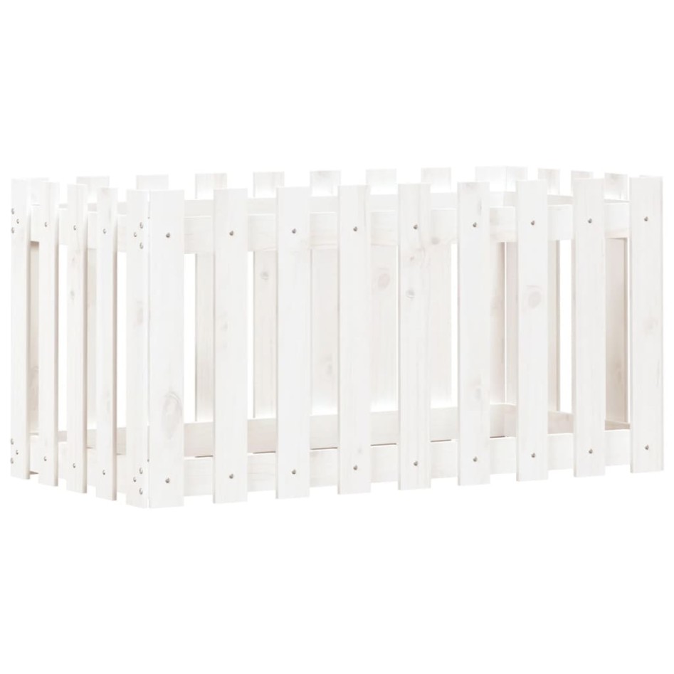 Arriate elevado jardín con valla madera pino blanco