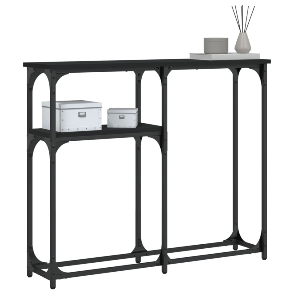 Mesa consola madera de ingeniería negra 90x22,5x75