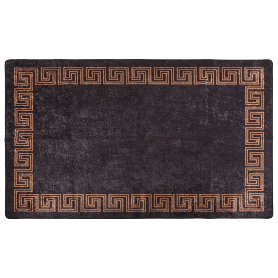 Alfombra lavable antideslizante negro y dorado 120x170