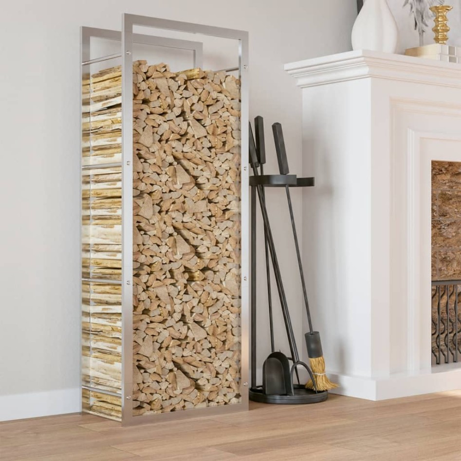 Estante para leña acero inoxidable 50x28x132