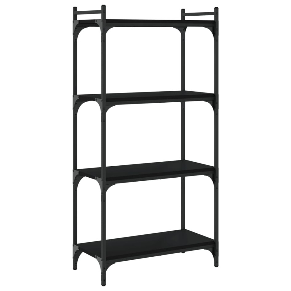 Librería de 4 estantes madera de ingeniería negro 60x30x120