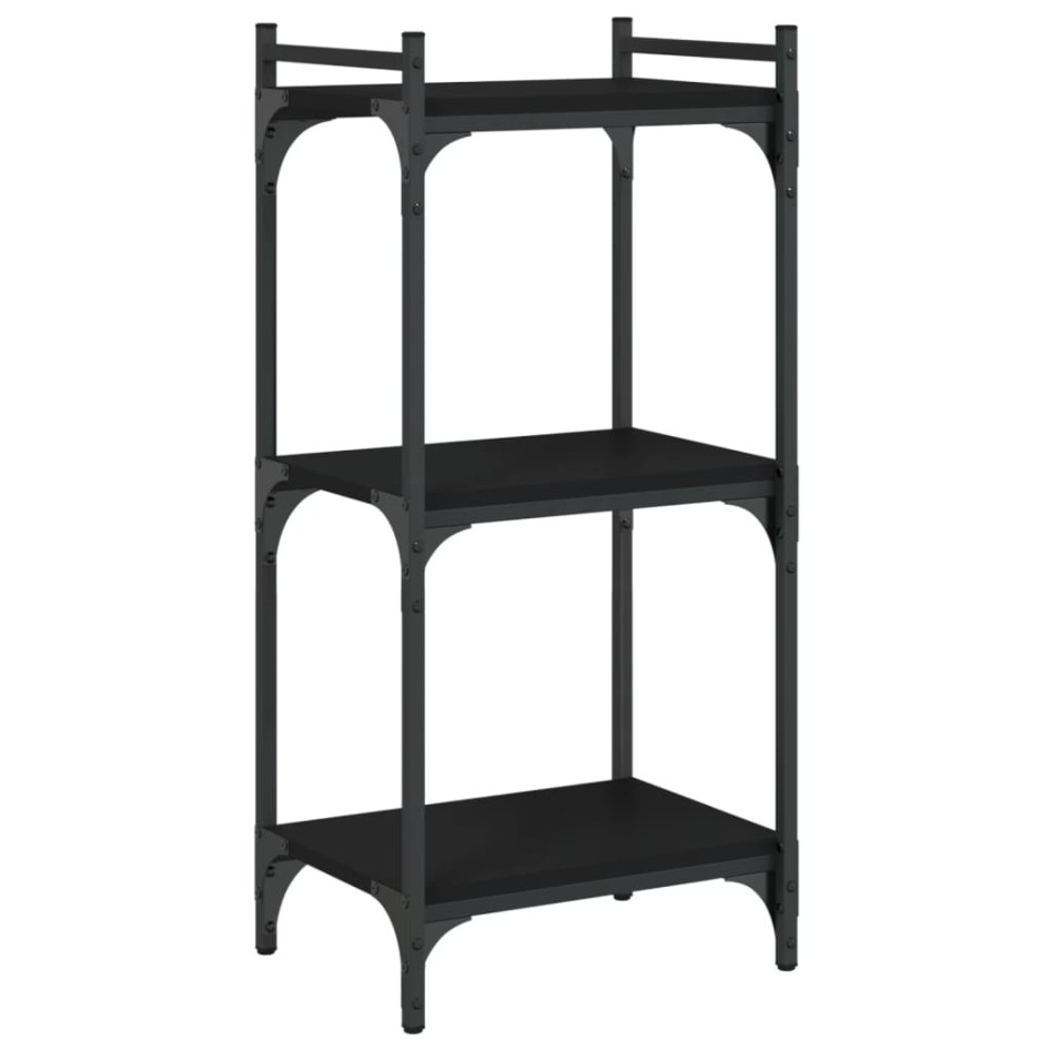 Librería de 3 estantes madera de ingeniería negro 40x30x86