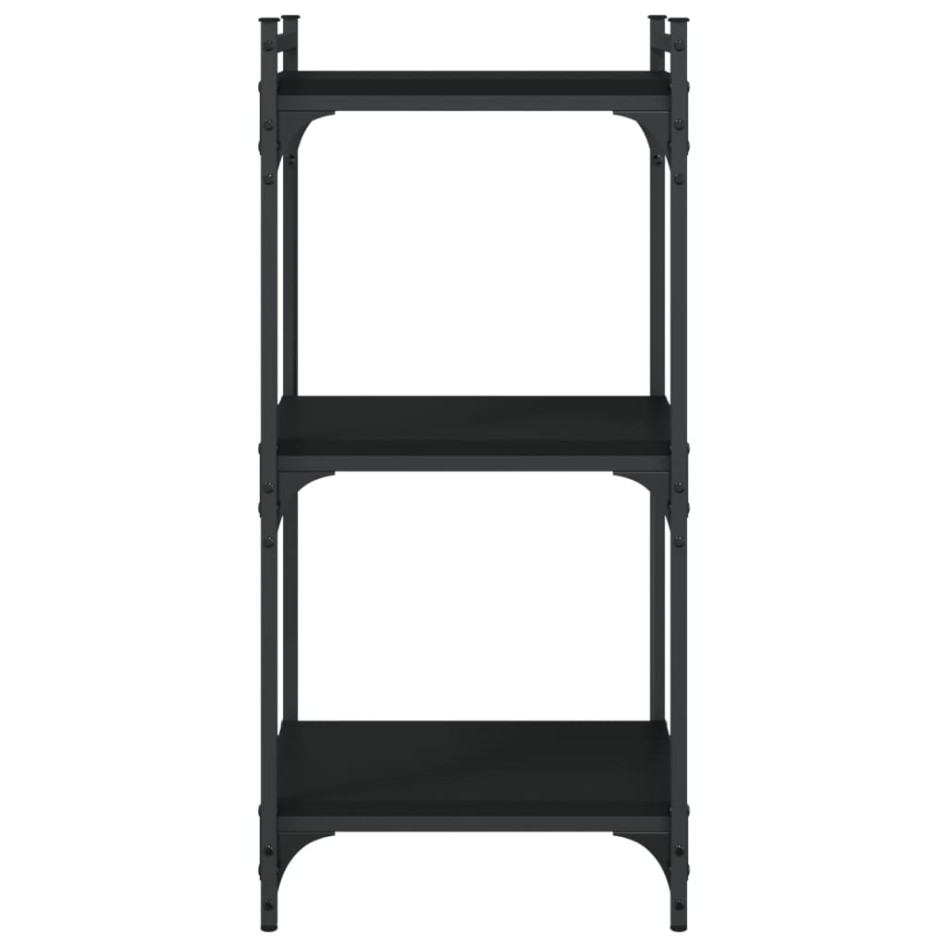 Librería de 3 estantes madera de ingeniería negro 40x30x86