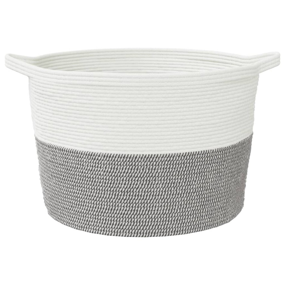 Cesta para ropa sucia algodón gris y blanco Ø60x36