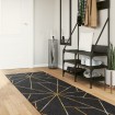 Alfombra lavable antideslizante negro y dorado 80x300 cm