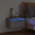 Mesita de noche de pared con luces LED gris