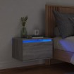 Mesita de noche de pared con luces LED gris Sonoma