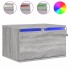 Mesita de noche de pared con luces LED gris
