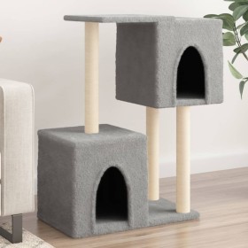 Rascador para gatos con postes de sisal gris claro 86