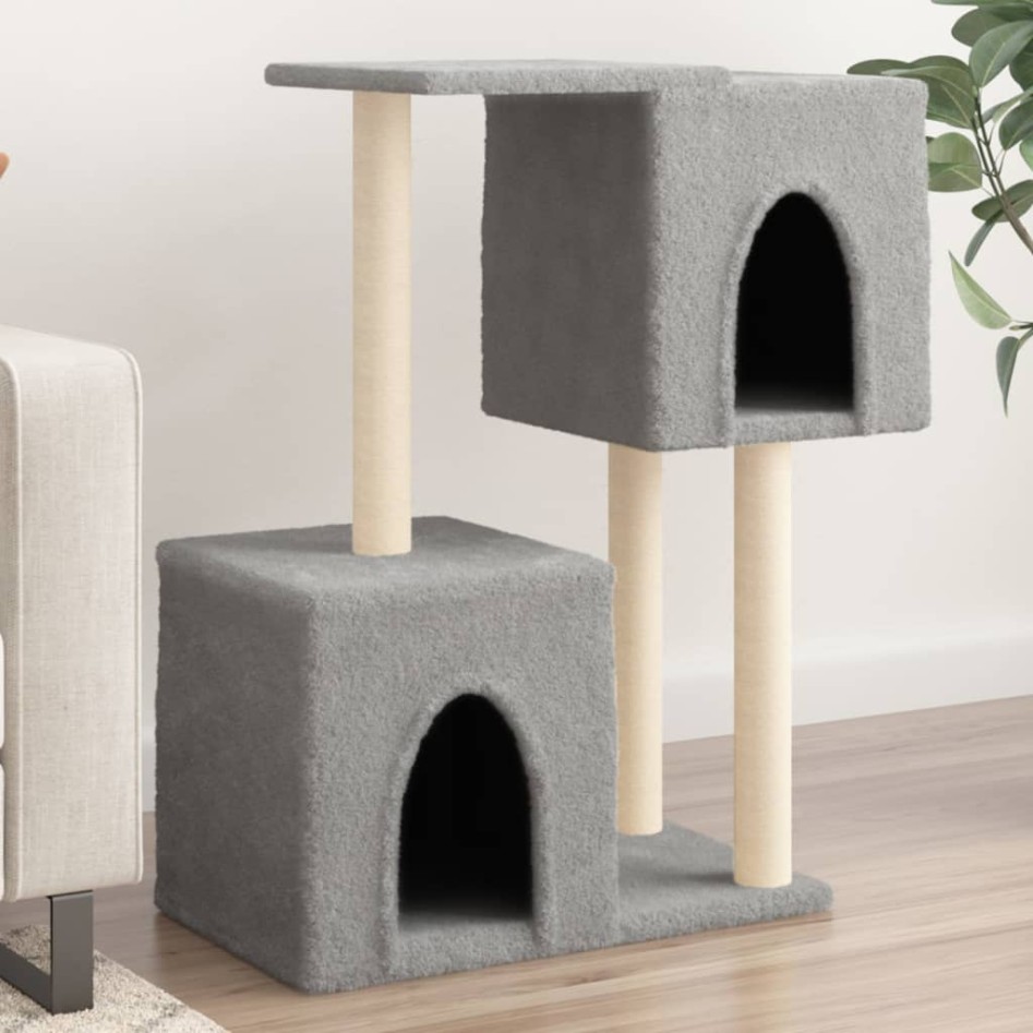Rascador para gatos con postes de sisal gris claro 86