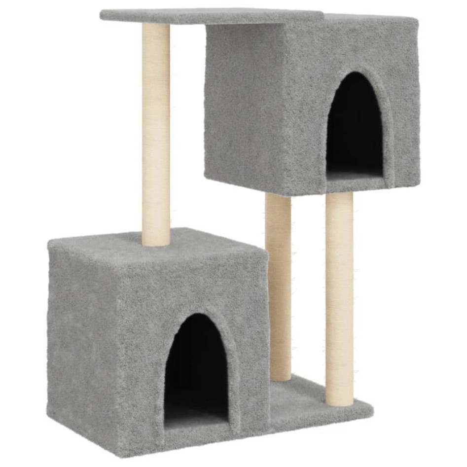 Rascador para gatos con postes de sisal gris claro 86