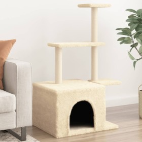 Rascador para gatos con postes de sisal color crema 110