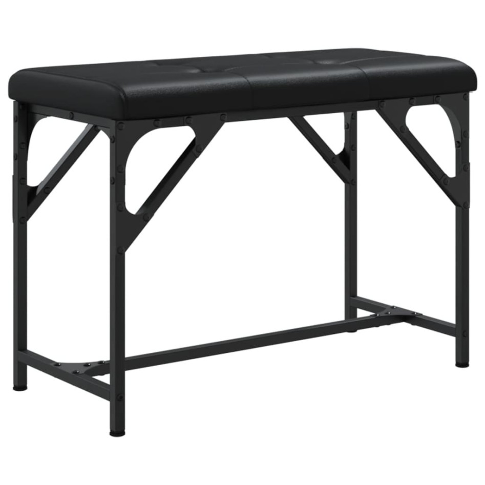 Banco de comedor acero y cuero sintético negro 62x32x45