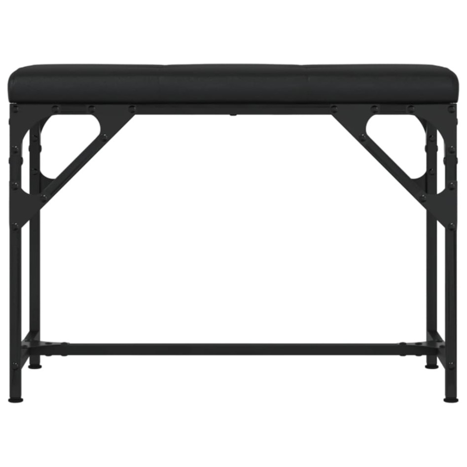 Banco de comedor acero y cuero sintético negro 62x32x45