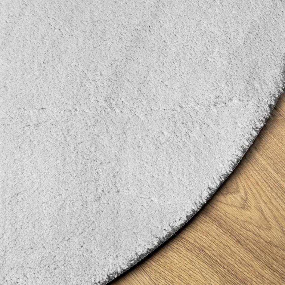 Alfombra de pelo corto suave lavable HUARTE gris Ø 100