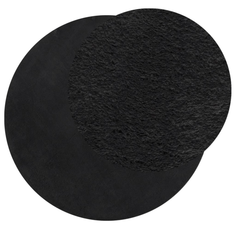 Alfombra de pelo corto suave lavable HUARTE negro Ø 100