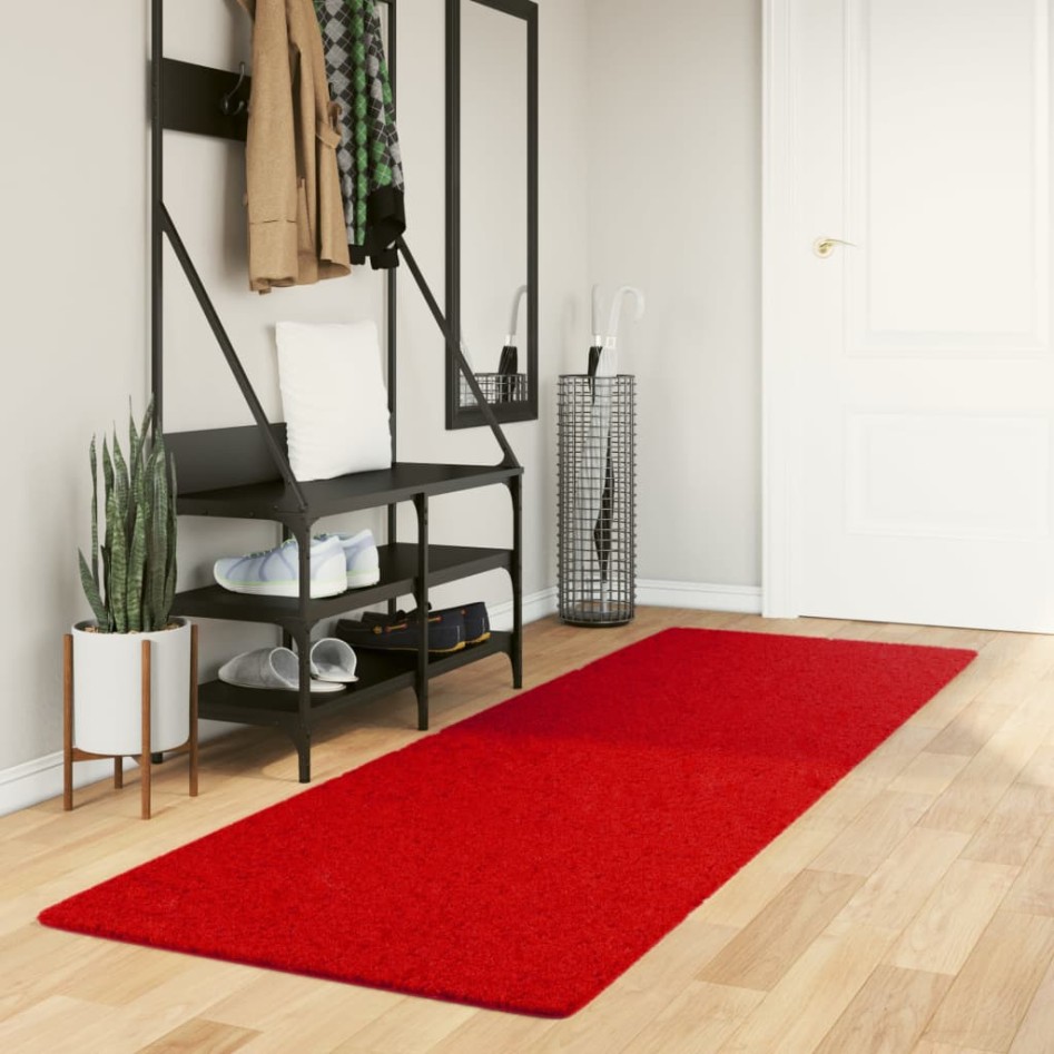 Alfombra de pelo corto suave lavable HUARTE rojo 80x250