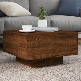 Mesa de centro madera de ingeniería roble marrón 55x55x31