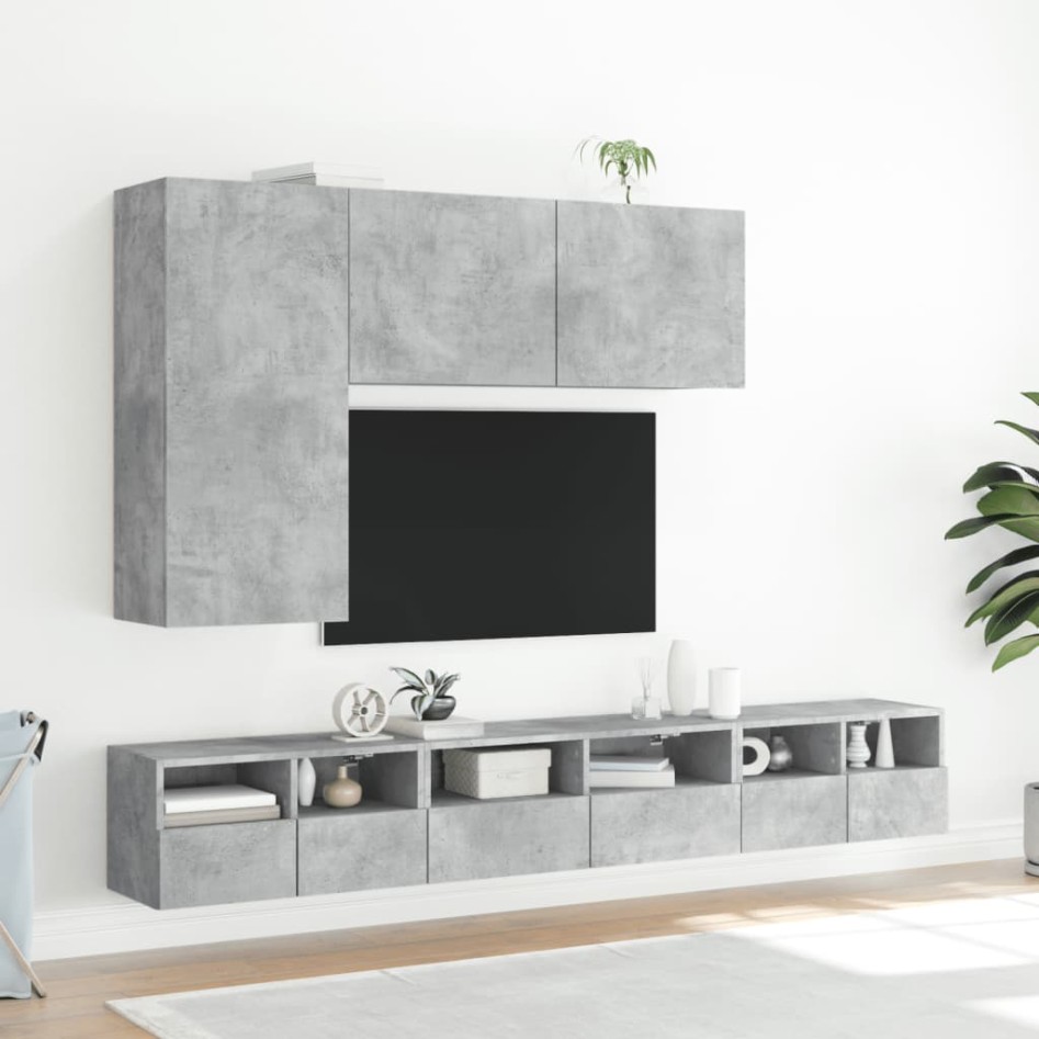 Mueble de pared TV madera ingeniería gris hormigón 60x30x30