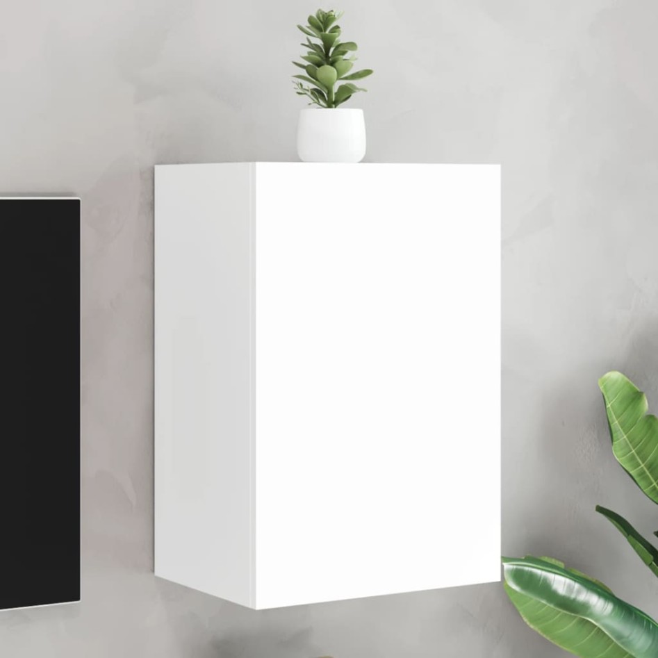 Mueble de TV de pared madera ingeniería blanco 40,5x30x60