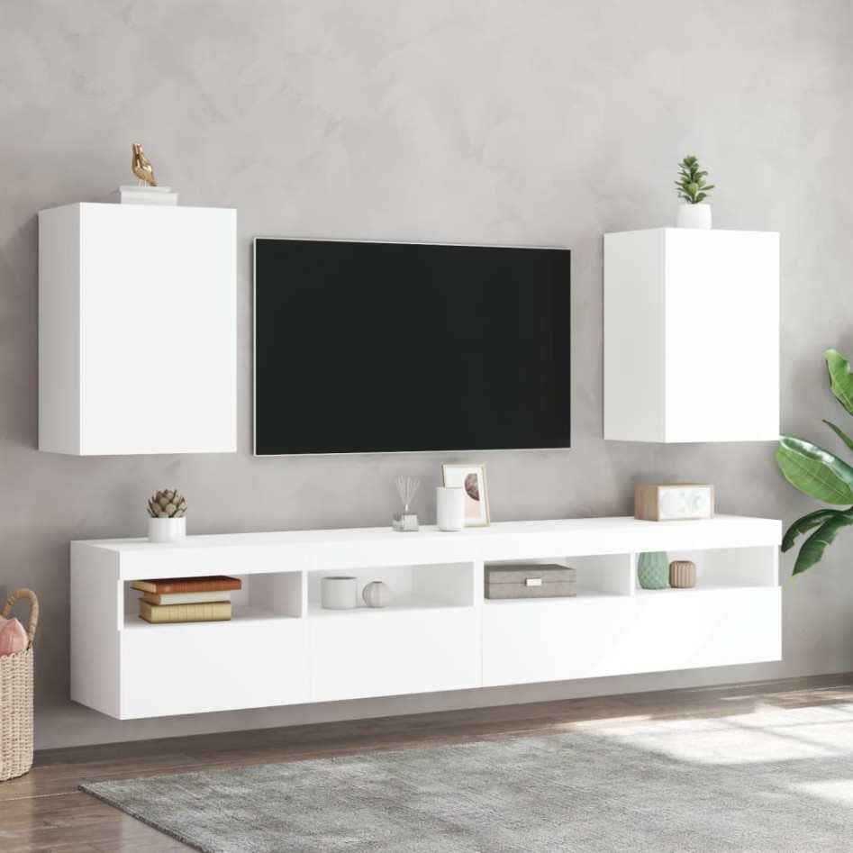 Mueble de TV de pared madera ingeniería blanco 40,5x30x60