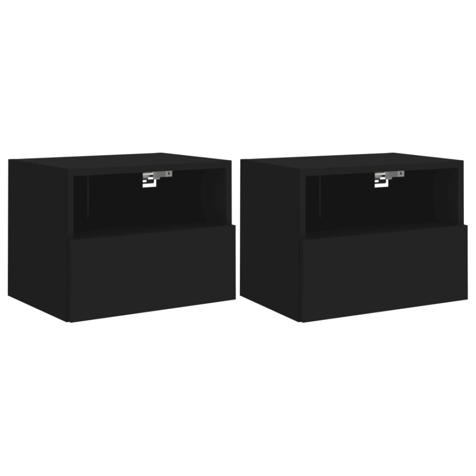 Muebles de pared TV 2 uds madera ingeniería negro 40x30x30