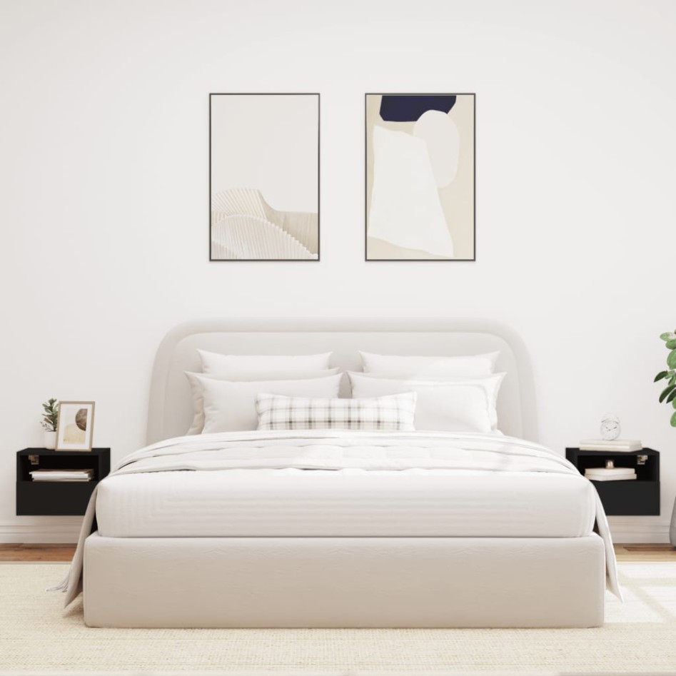 Muebles de pared TV 2 uds madera ingeniería negro 40x30x30