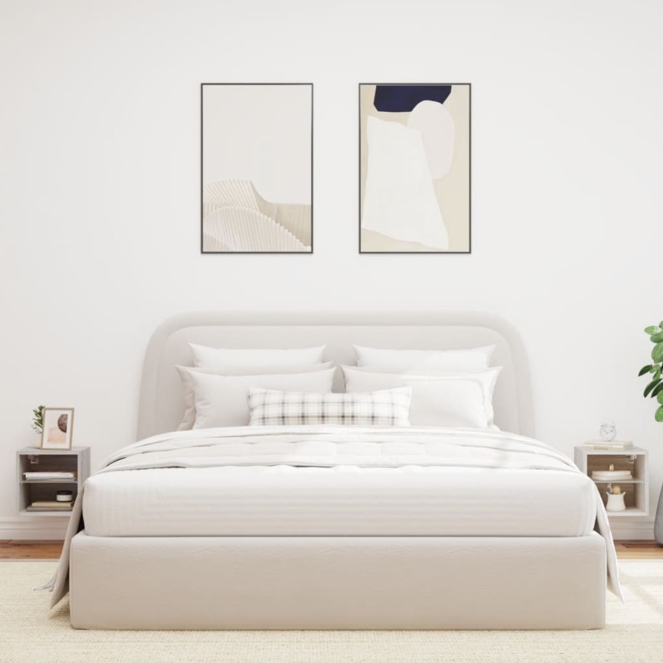 Muebles TV de pared luces LED 2 uds gris Sonoma 30x28,5x30