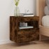 Mueble de TV de pared con luces LED roble ahumado 40x30x40