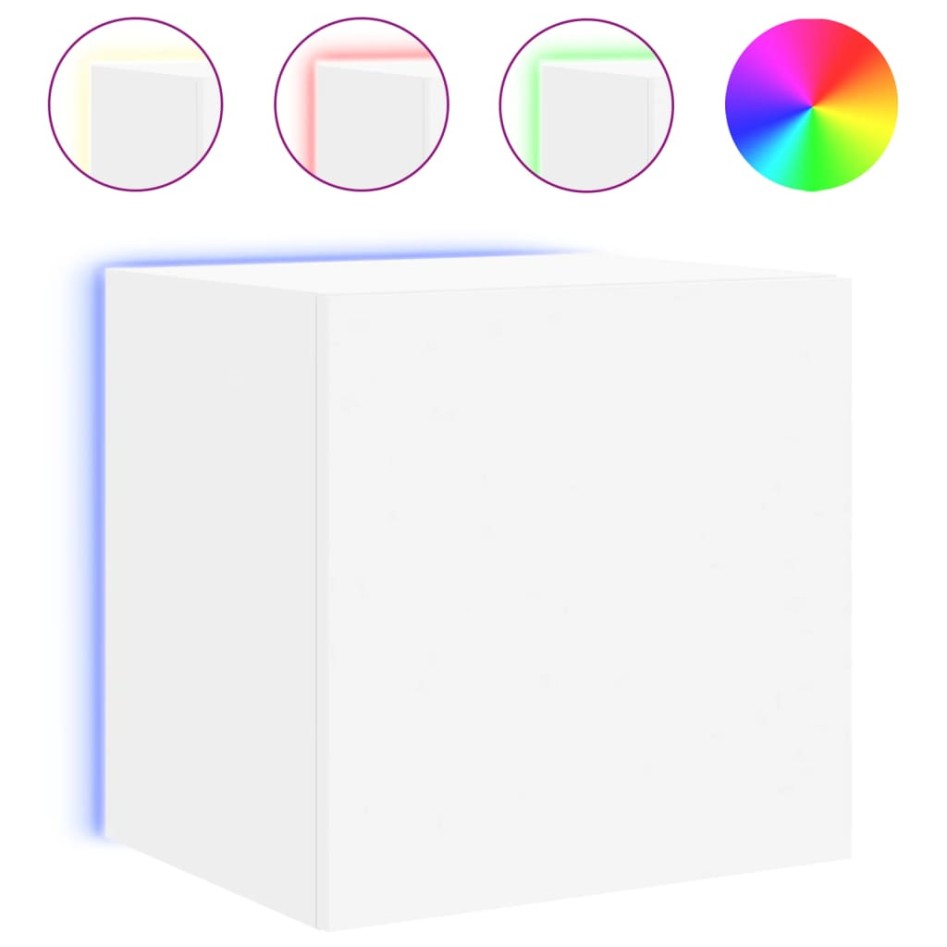 Mueble de TV de pared con luces LED blanco 40,5x35x40