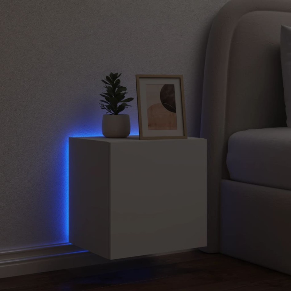 Mueble de TV de pared con luces LED blanco 40,5x35x40