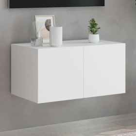 Mueble de TV de pared con luces LED blanco 60x35x31