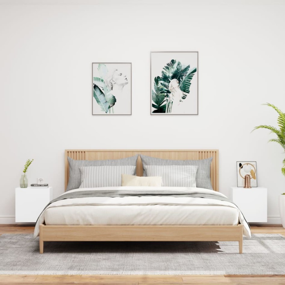 Muebles TV de pared 2 uds madera ingeniería blanco