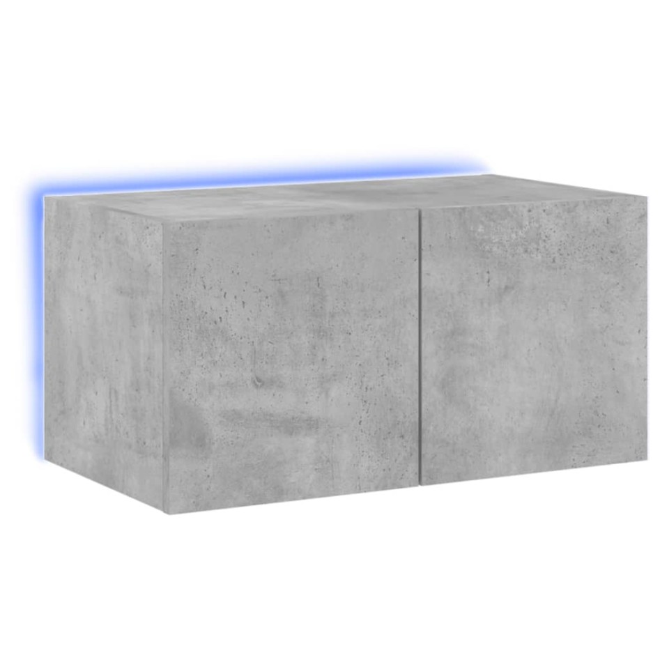 Mueble de TV de pared con luces LED gris hormigón 60x35x31