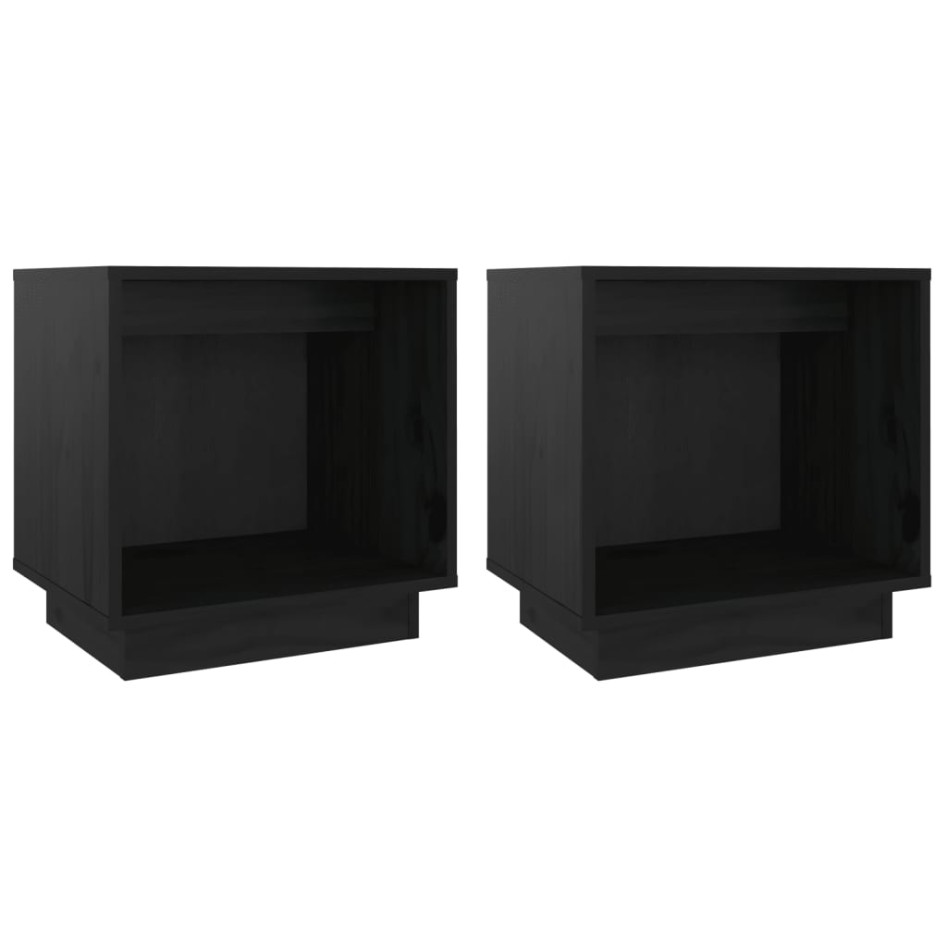 Mesitas de noche 2 uds madera maciza de pino negro 40x30x40