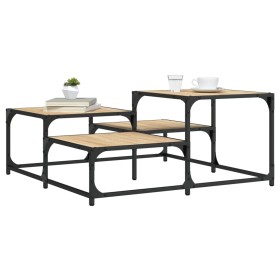 Mesa de centro madera ingeniería roble Sonoma 87,5x87,5x40