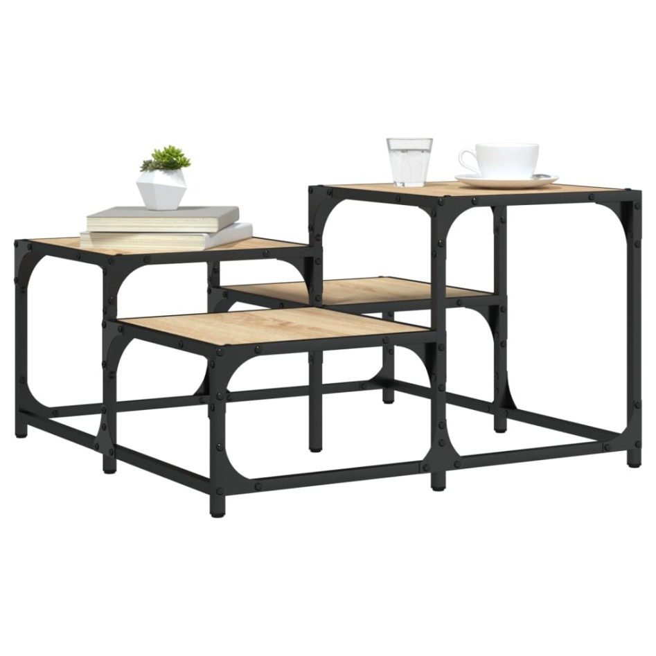 Mesa de centro madera de ingeniería roble Sonoma 68x68x40