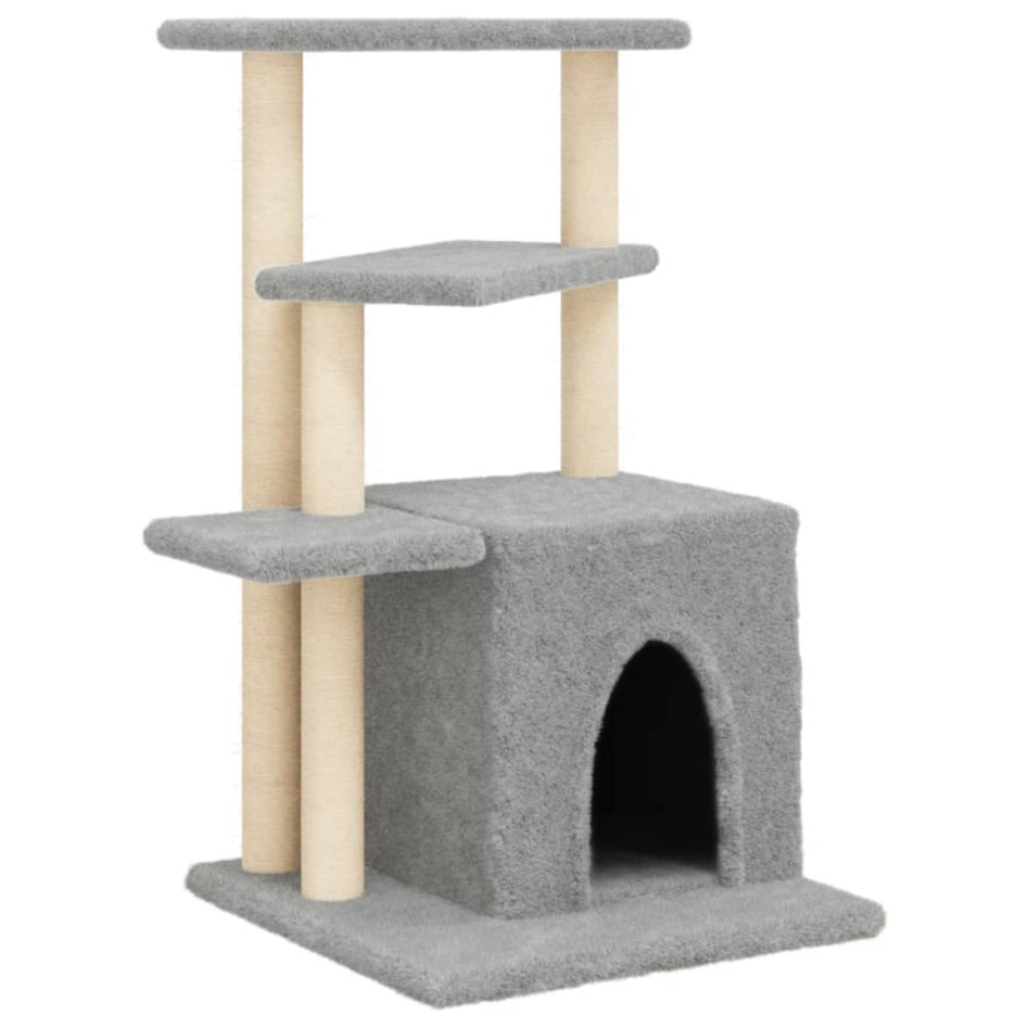 Rascador para gatos con postes de sisal gris claro 83,5