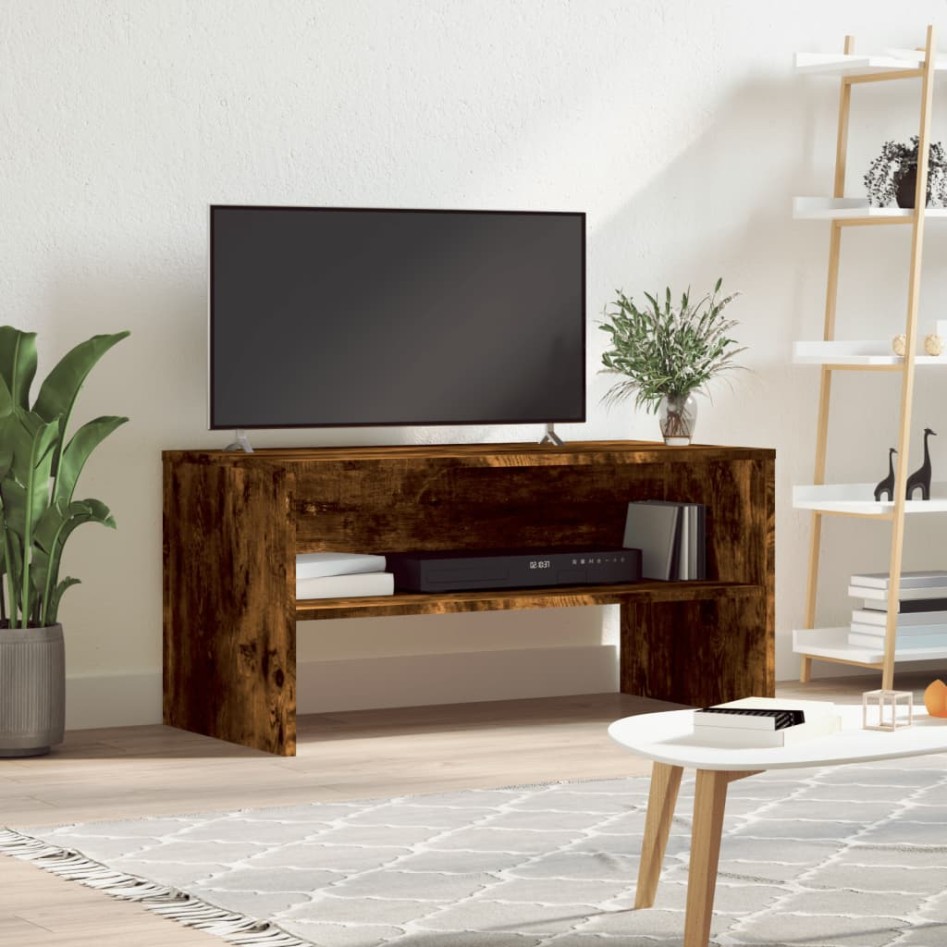 Mueble de TV madera de ingeniería roble ahumado 80x40x40