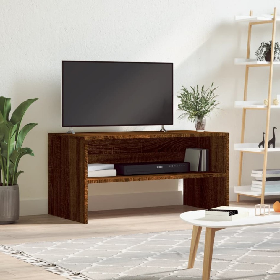 Mueble de TV madera de ingeniería marrón roble 80x40x40