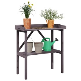 Mesa para plantas con estante madera abeto gris 78x38x82,5