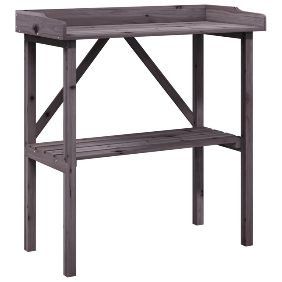 Mesa para plantas con estante madera abeto gris 78x38x82,5