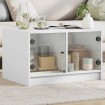 Mesa de centro con puertas de vidrio blanca 68x50x42 cm